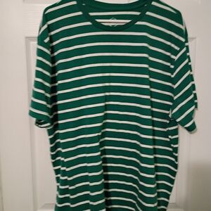St. John's Bay Green and White Striped Tee